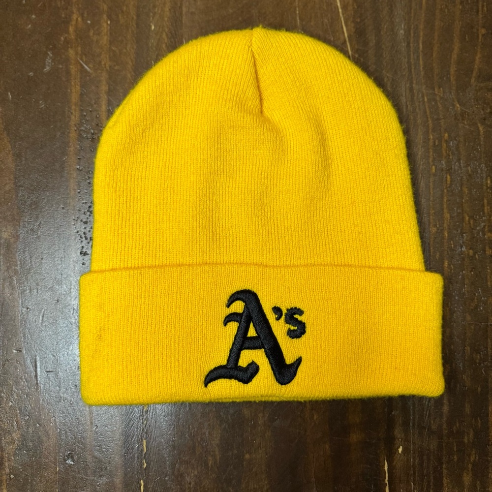 Yellow A’s Beanie with Embroidered Logo